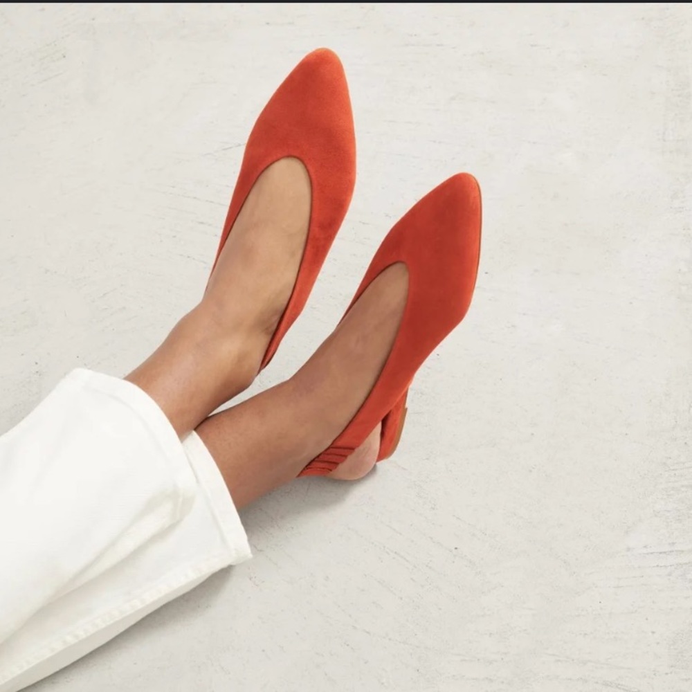 Everlane Red Slingback Suede Flats